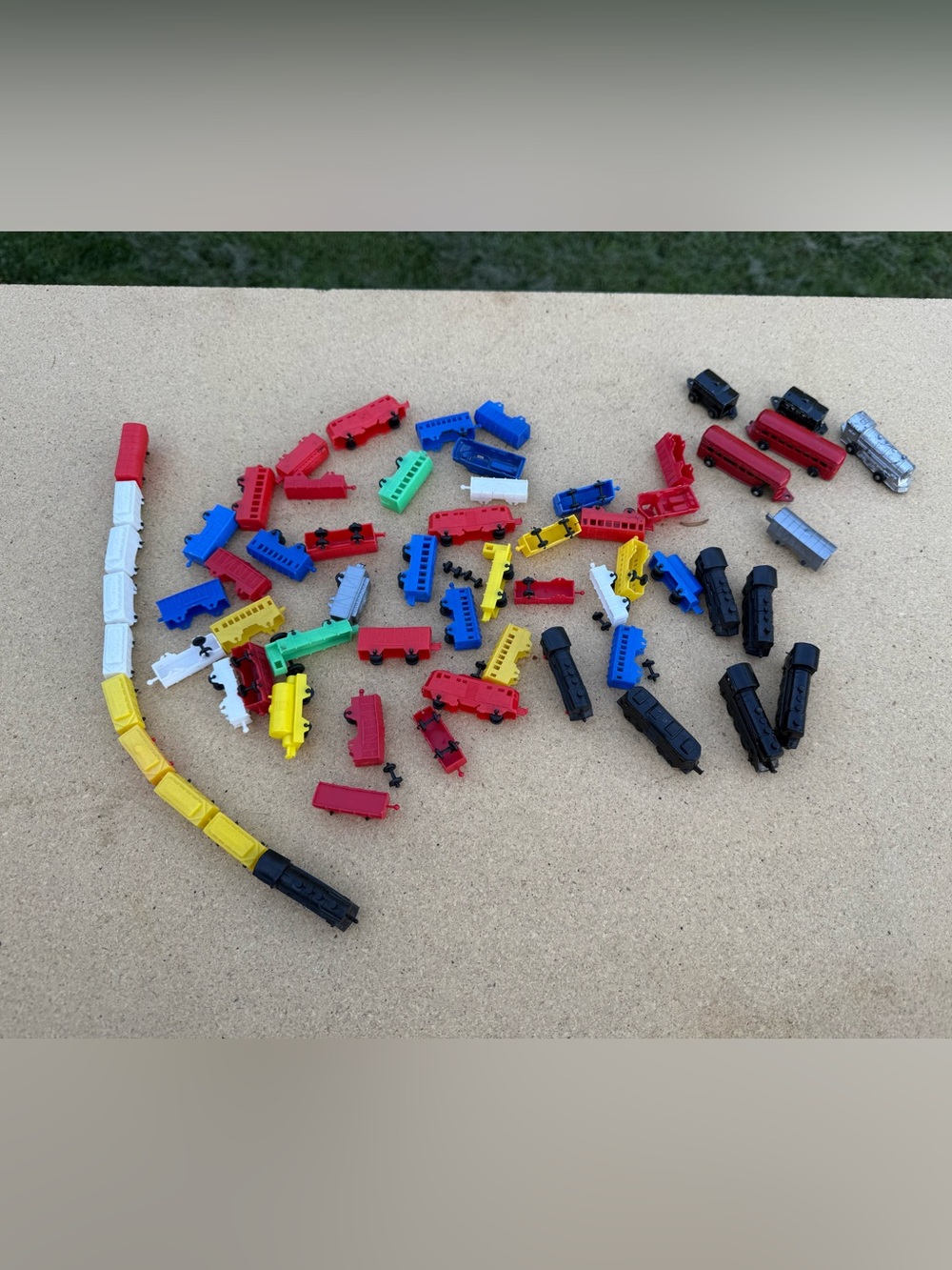 Vintage 1950s Plastic Toy Train Micro Car Massive Lot (55+ Pcs)